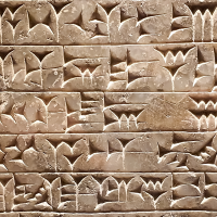 Ancient cuneiform writing script on the wall by Shutterstock contributor Dan Gabriel Atanasie 