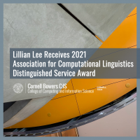 Lillian Lee Receives 2021 Association for Computational Linguistics Distinguished Service Award