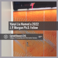 Yanyi Liu Named a 2022 J. P. Morgan Ph.D. Fellow