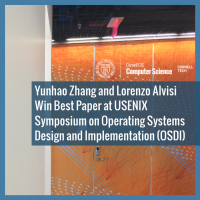 Yunhao Zhang and Lorenzo Alvisi Win Best Paper at USENIX Symposium on Operating Systems Design and Implementation (OSDI)
