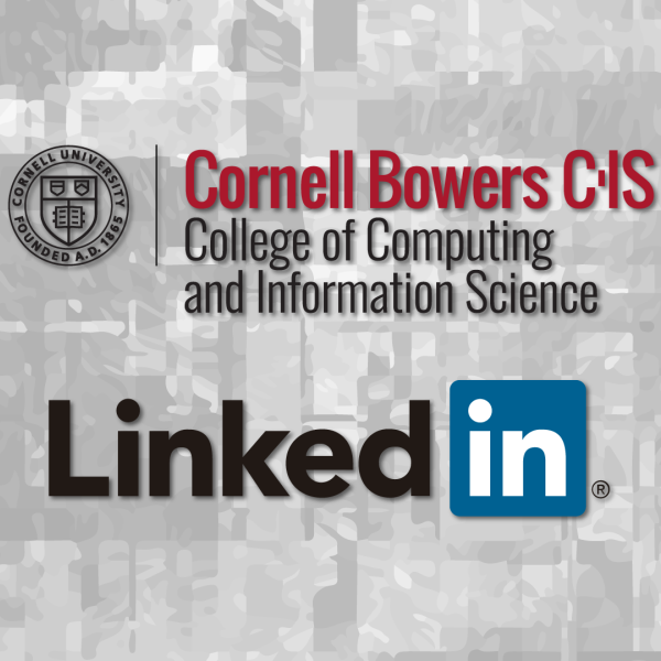 A color graphic with the Cornell Bowers CIS and LinkedIn logos
