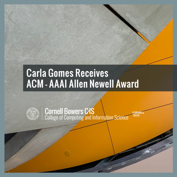 Carla Gomes Receives ACM – AAAI Allen Newell Award