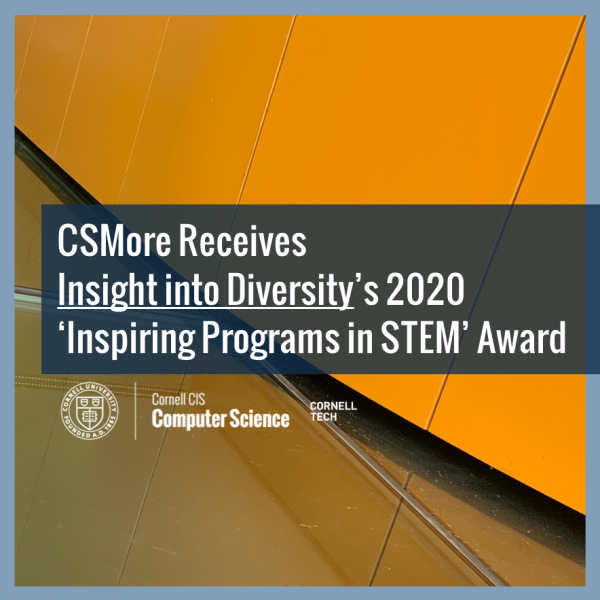 CSMore Receives Insight into Diversity’s 2020 ‘Inspiring Programs in STEM’ Award